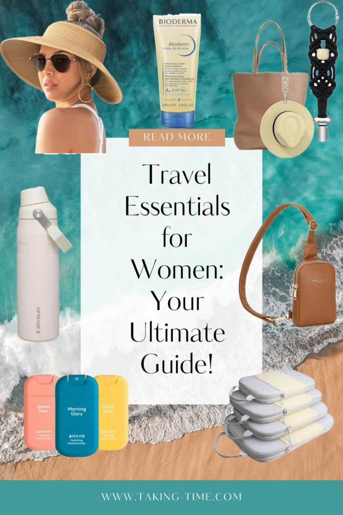 The Ultimate List of Travel Essentials for Women - travel hacks, travel essentials, travel essentials for women, plane tips, airplane, car, roadtrip, packing, easy, best, travel backpack
taking-time.com