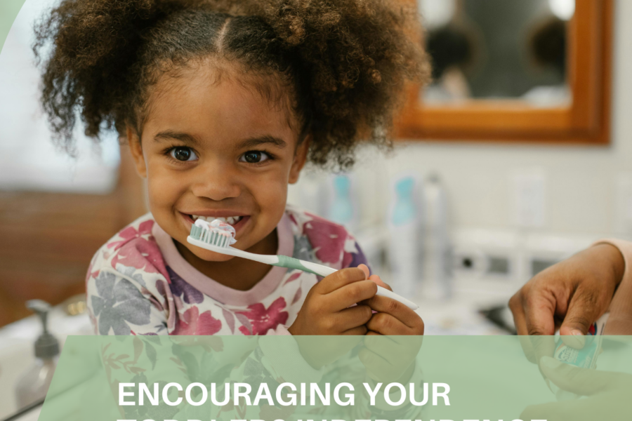 Practical Strategies for raising an independent toddler taking-time.com Photo by RDNE Stock project: https://www.pexels.com/photo/curly-haired-girl-brushing-teeth-10566470/