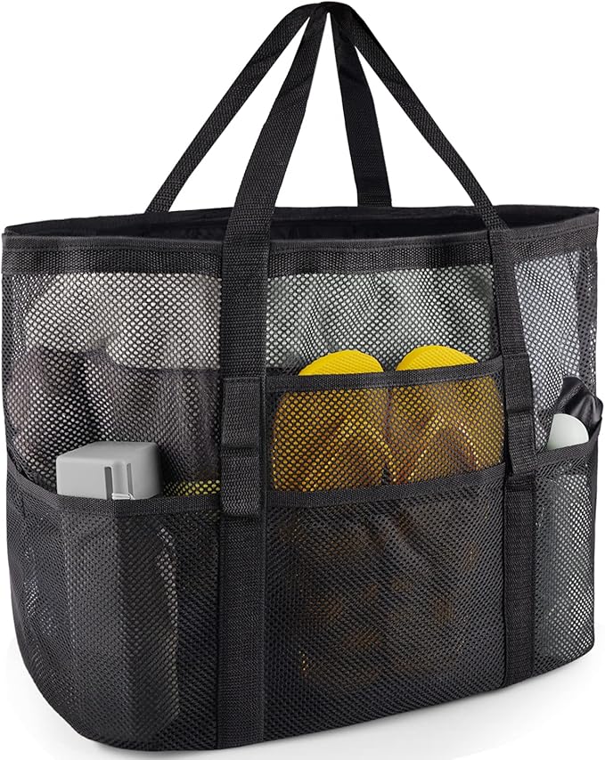 Mesh Beach Bag - Large Beach Tote Bag for Family Beach Bag for Toys & Vacation Essentials