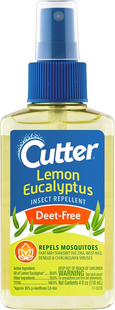 Cutter Lemon Eucalyptus Insect Repellent, No DEET Mosquito Repellent, 4 fl Ounce (Pump Spray)