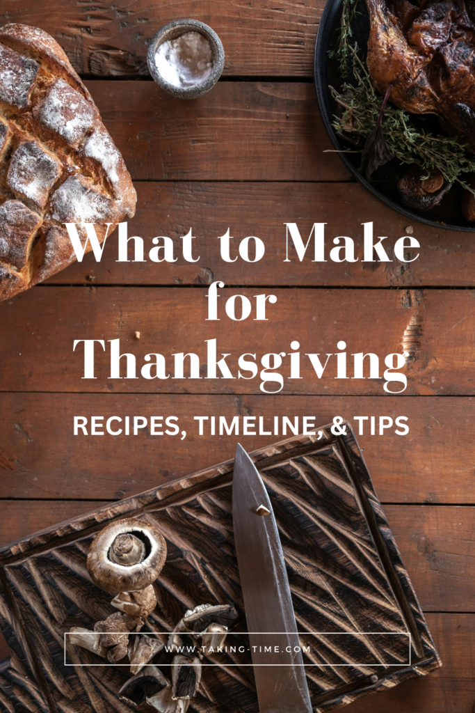 Thanksgiving dinner meal plan with recipes for turkey, honey-glazed carrots, green beans almondine, stuffing, mashed potatoes, cranberry sauce, and pumpkin pie. Includes timeline for prepping, tips for hosting, and a shopping list. Easy holiday meals and free healthy eating plan with a Thanksgiving menu template download.