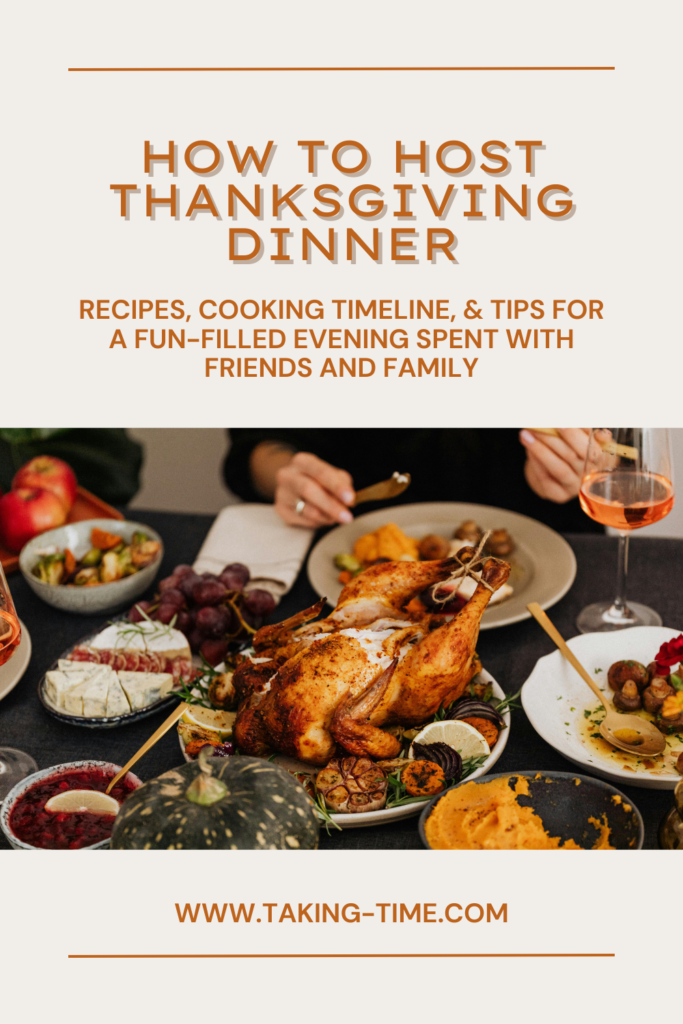 Thanksgiving meal plan with recipes for turkey, honey-glazed carrots, green beans almondine, stuffing, mashed potatoes, cranberry sauce, and pumpkin pie. Includes timeline for prepping, tips for hosting, and a shopping list. Easy holiday meals and free healthy eating plan with a Thanksgiving menu template download.